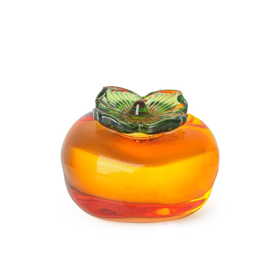 Yellow Crystal Fruit Figurine Collectible Paperweight Glass Fruit Ornament Gift