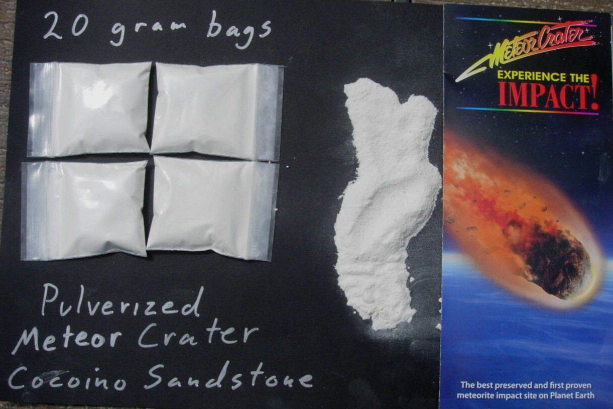20 grams of Canyon Diablo fine pulverized Coconino Sandstone from Meteor Crater