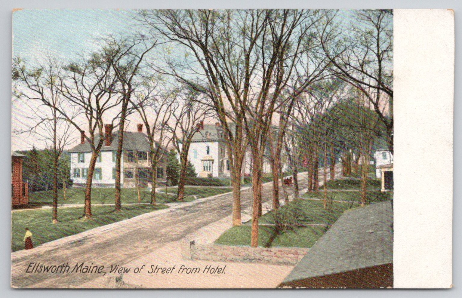 Ellsworth Maine Street View from Hotel Vintage Postcard Hugh C. Leighton 1910s