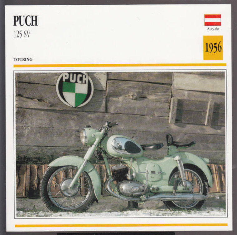 1956 Puch 125 SV (172cc) Austria Bike Motorcycle Photo Spec Info Stat Card