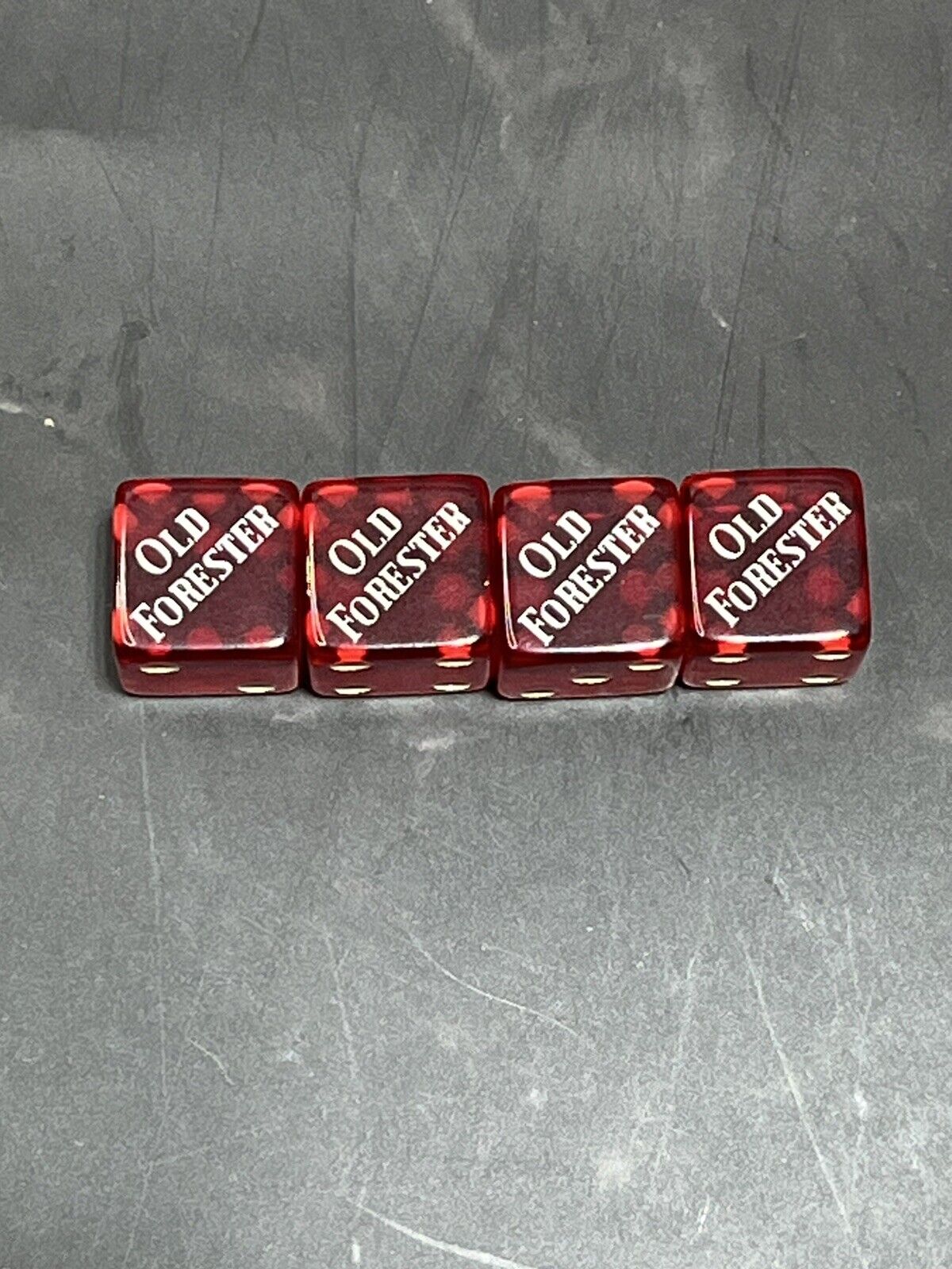 Old Forester Cherry Red Dice Translucent White Pip Spot 2 Pair