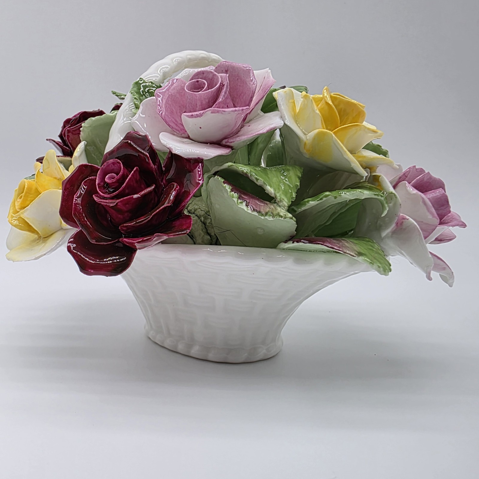 Vintage Royal Doulton Ceramic Basket Of Roses - Fine Bone China - England 