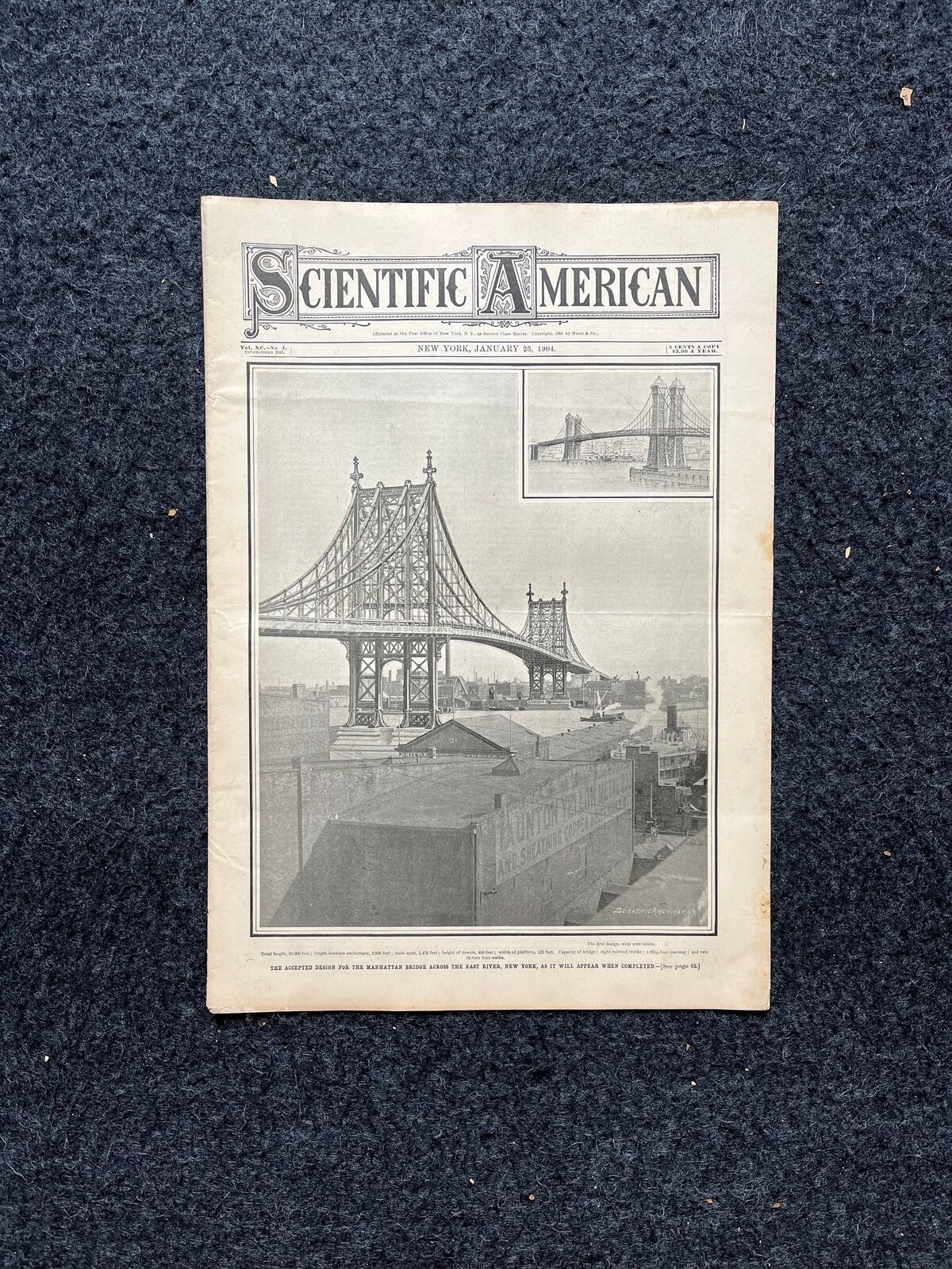1904 Manhatten Bridge Construction New York City, NYC Memorabilia, NYC Gifts, S