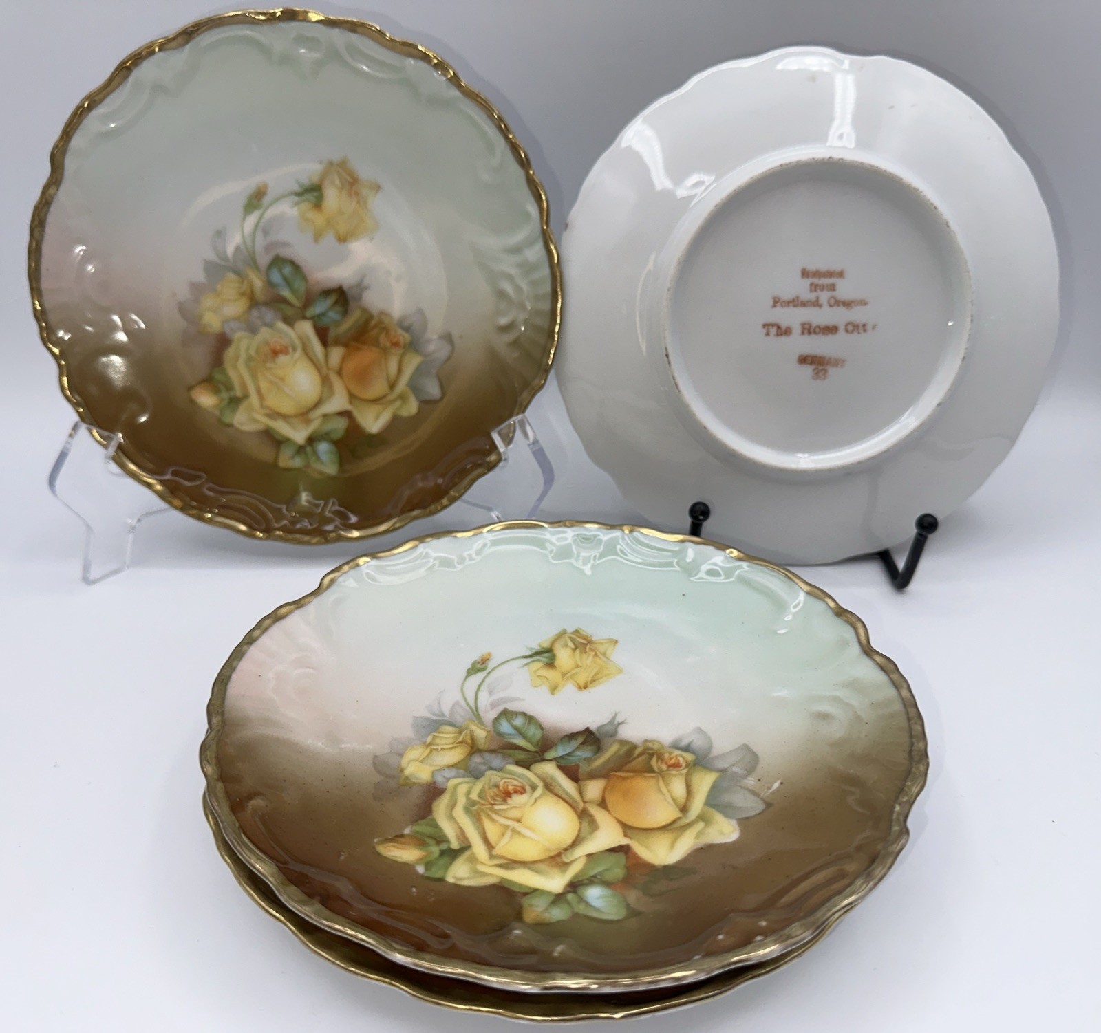 RARE ANTIQUE PORTLAND OREGON ROSE CITY FESTIVAL SOUVENIR GERMANY PLATES 4-pc