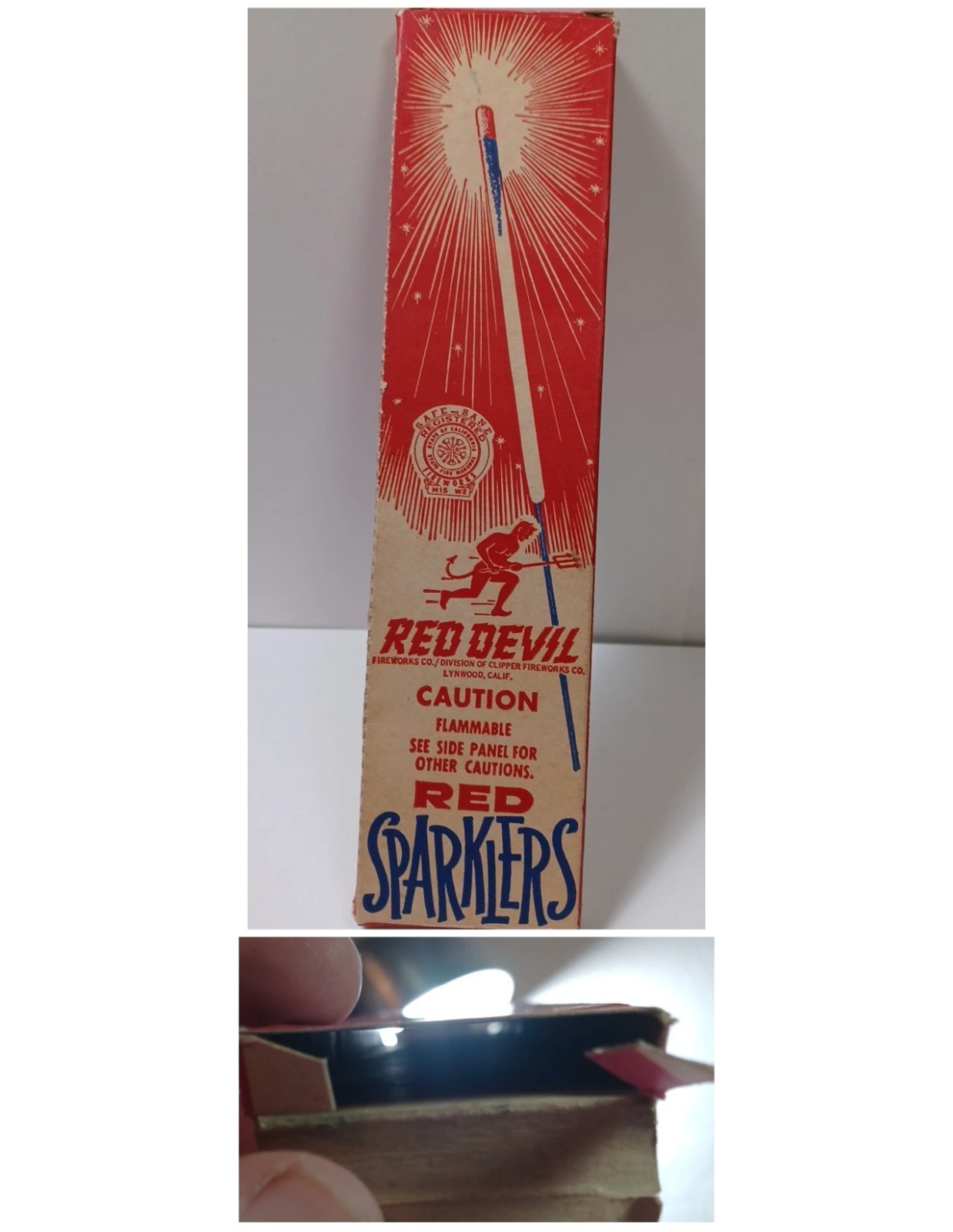 60 's Vintage Empty Red Sparklers Box Red Devil JRR54