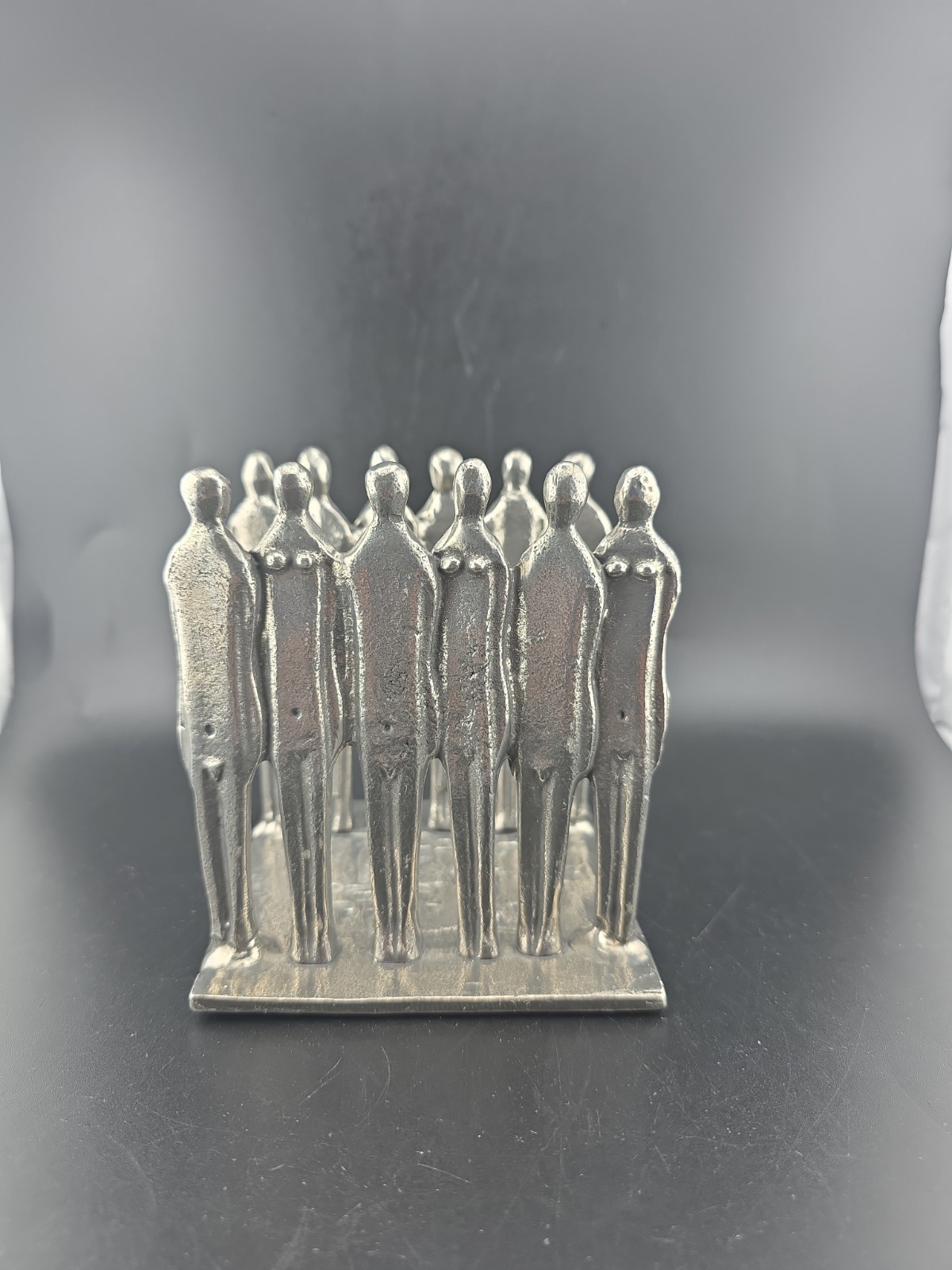 Modernist Patrick Meyer Pewter Brutalist Rendition Male Female Letter Holder