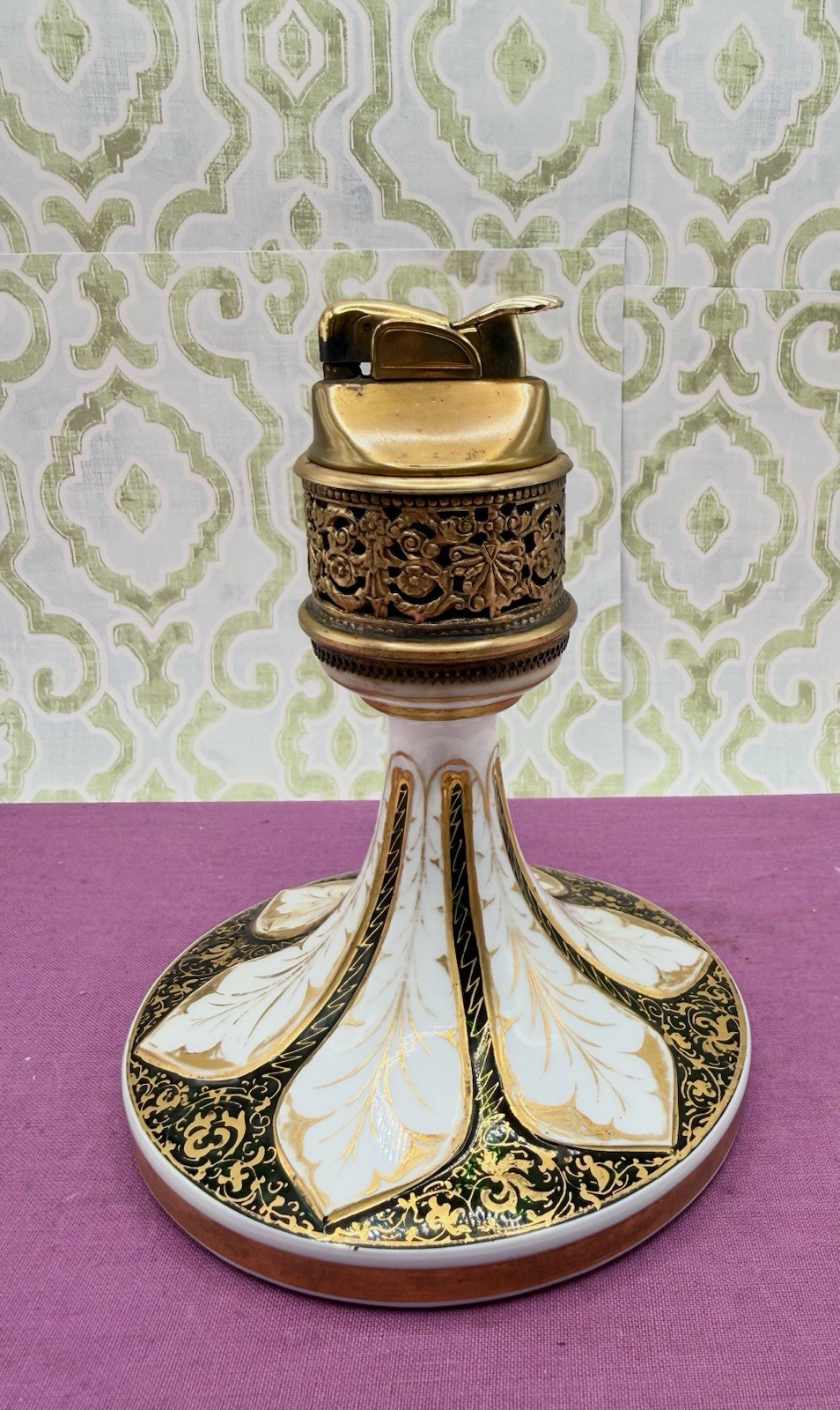 Antique Bohemian Overlay Glass Table Lighter