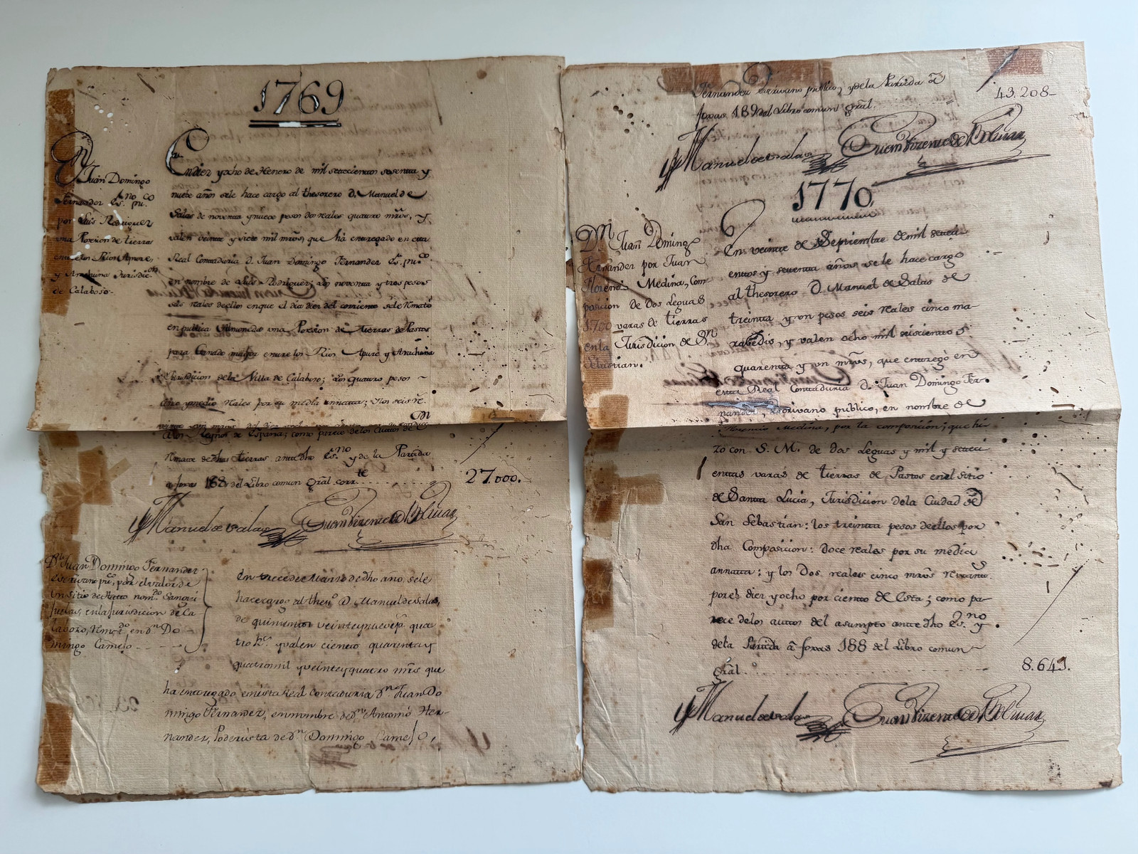 1769–1771 Spanish Colonial Venezuela Land & Royal Treasury Archive — Coro & San