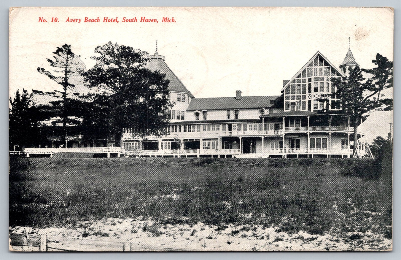 1907 Avery Beach Hotel South Haven Michigan MI Divided Vintage Postcard