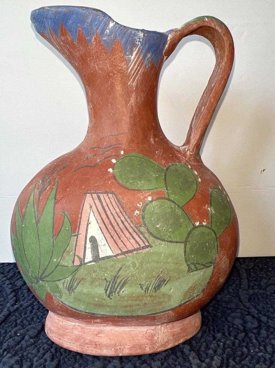 Vintage Tlaquepaque Mexican Pottery Matte Terra Cotta Folk Art -1950’s Pottery