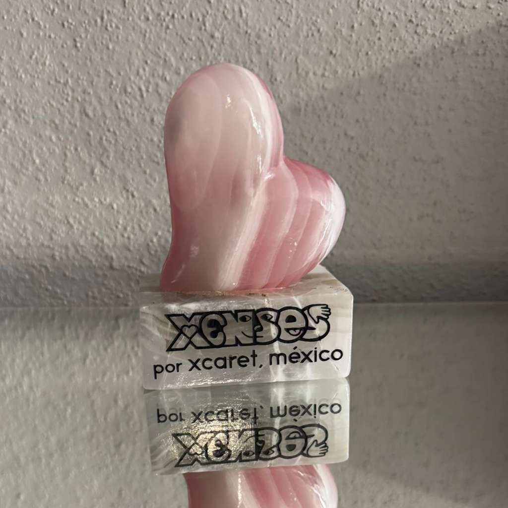 Valentine's Day Gift Pink Heart Lamp Night Light Rose Quartz Marble 5'' Mexico