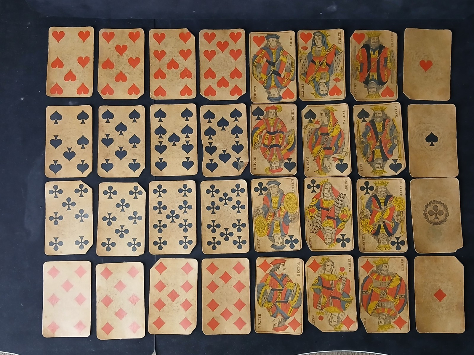 1890 French Belote Playing Cards - 7 thru Ace 2 Sets 1890 French Belote Playing Cards - 7 thru Ace 2 Sets