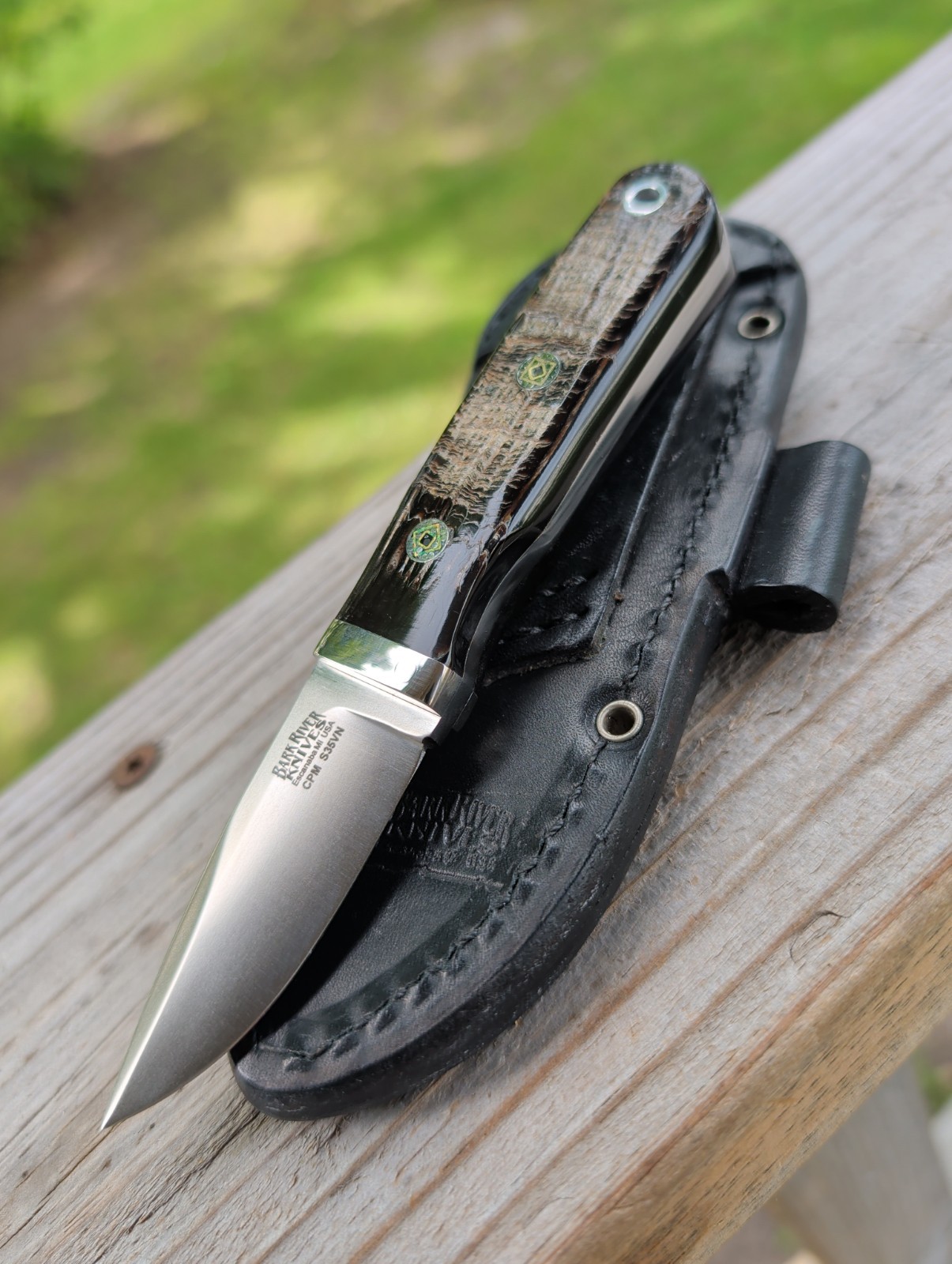 Bark River Essential CPM S35VN Rough Out Buffalo Horn Mosaic Pins Bolster Sheath Bark River Essential CPM S35VN Rough Out Buffalo Horn Mosaic Pins Bolster Sheath
