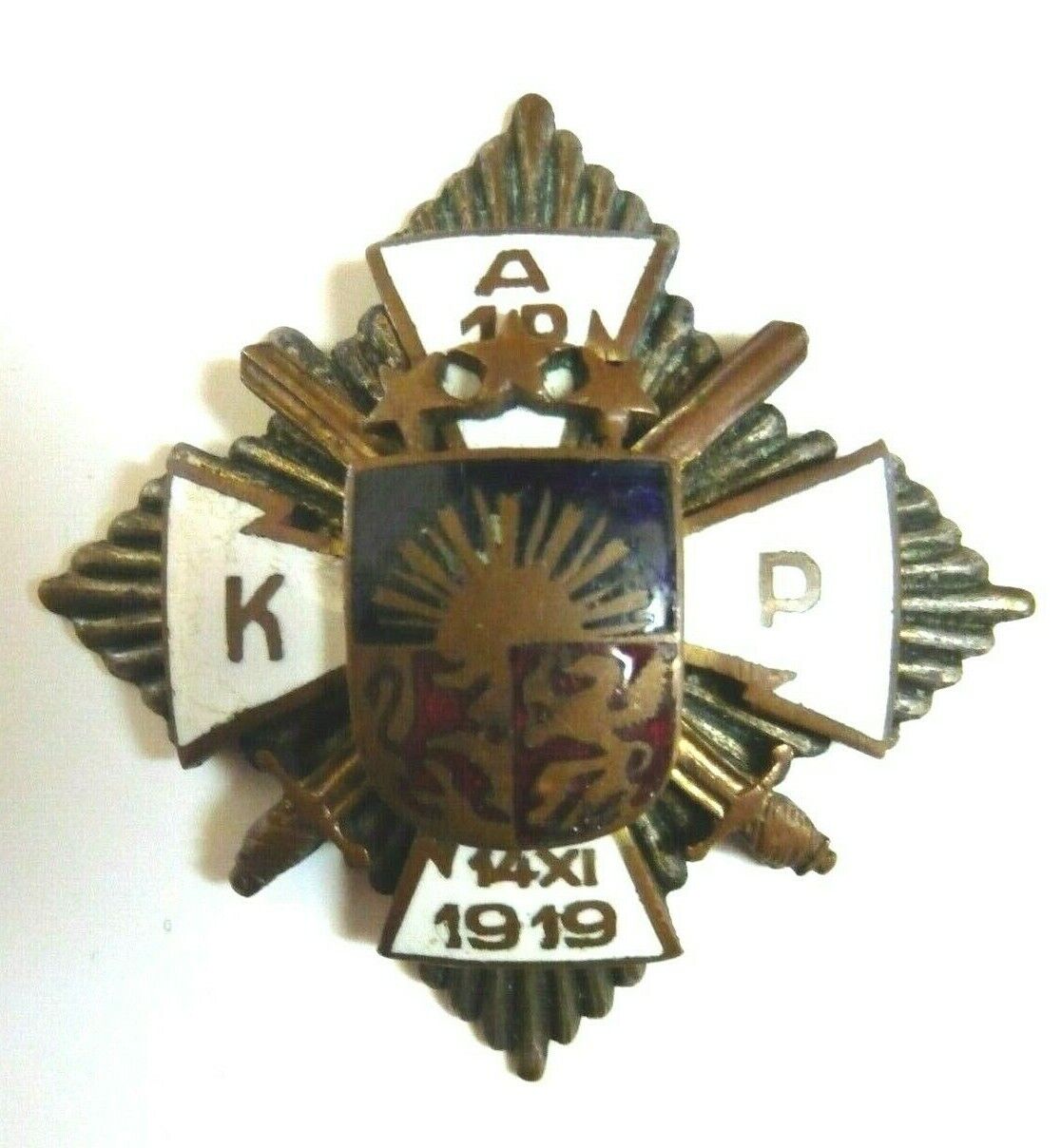 Latvia Military Medal Badge, 10th Aizputes Infantry Regiment, Large Version Rare
