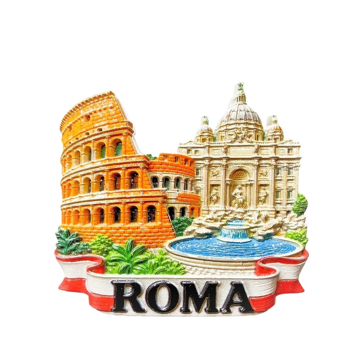 Italy Rome Roma Colosseum and Trevi Fountain Tourist Souvenir Gift Fridge Magnet