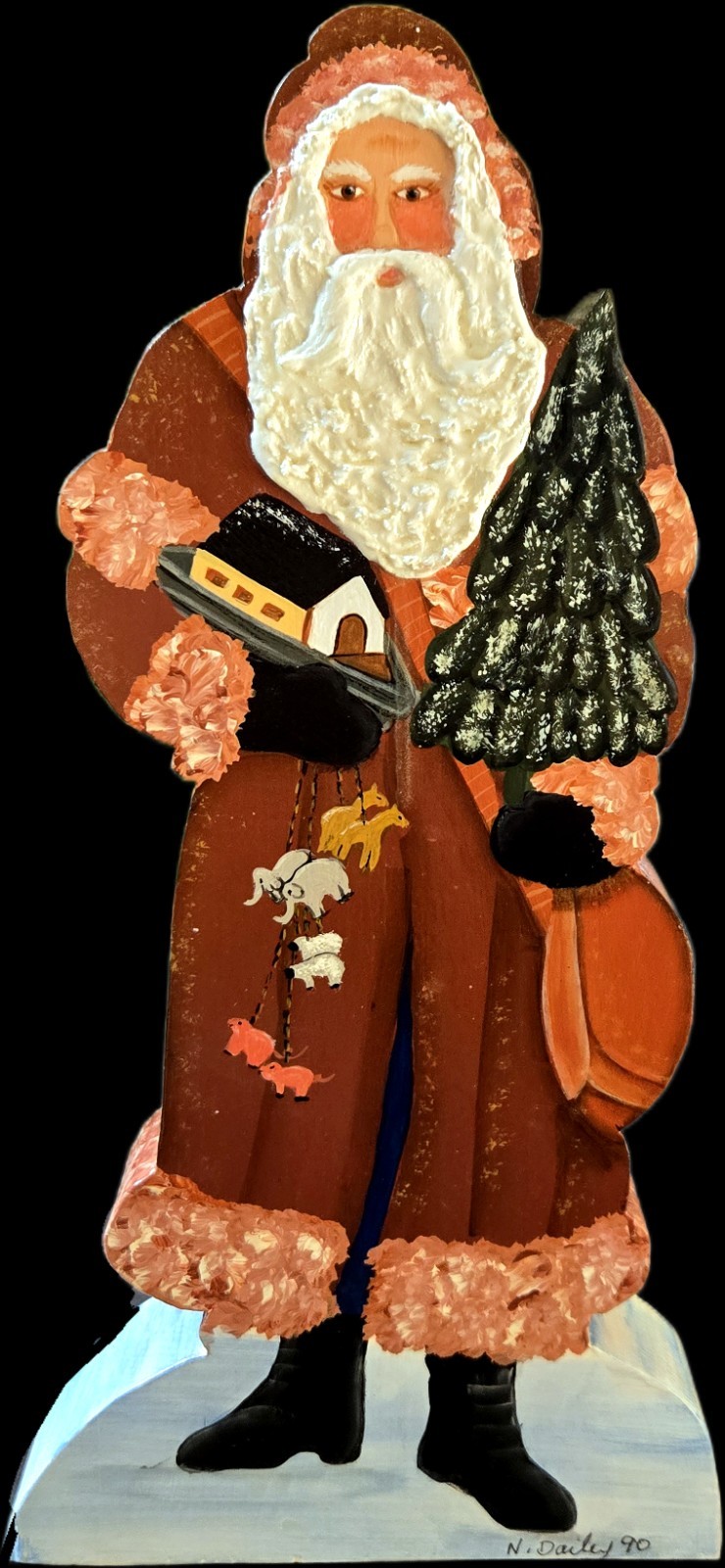 Vintage Pipka Ulvilden Christmas Folk Art Wood Santa Cut Out 10” N. Dailey 1990 