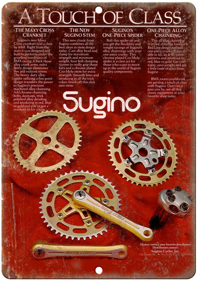 1981 Sugino BMX Cranks Racing retro metal sign B130