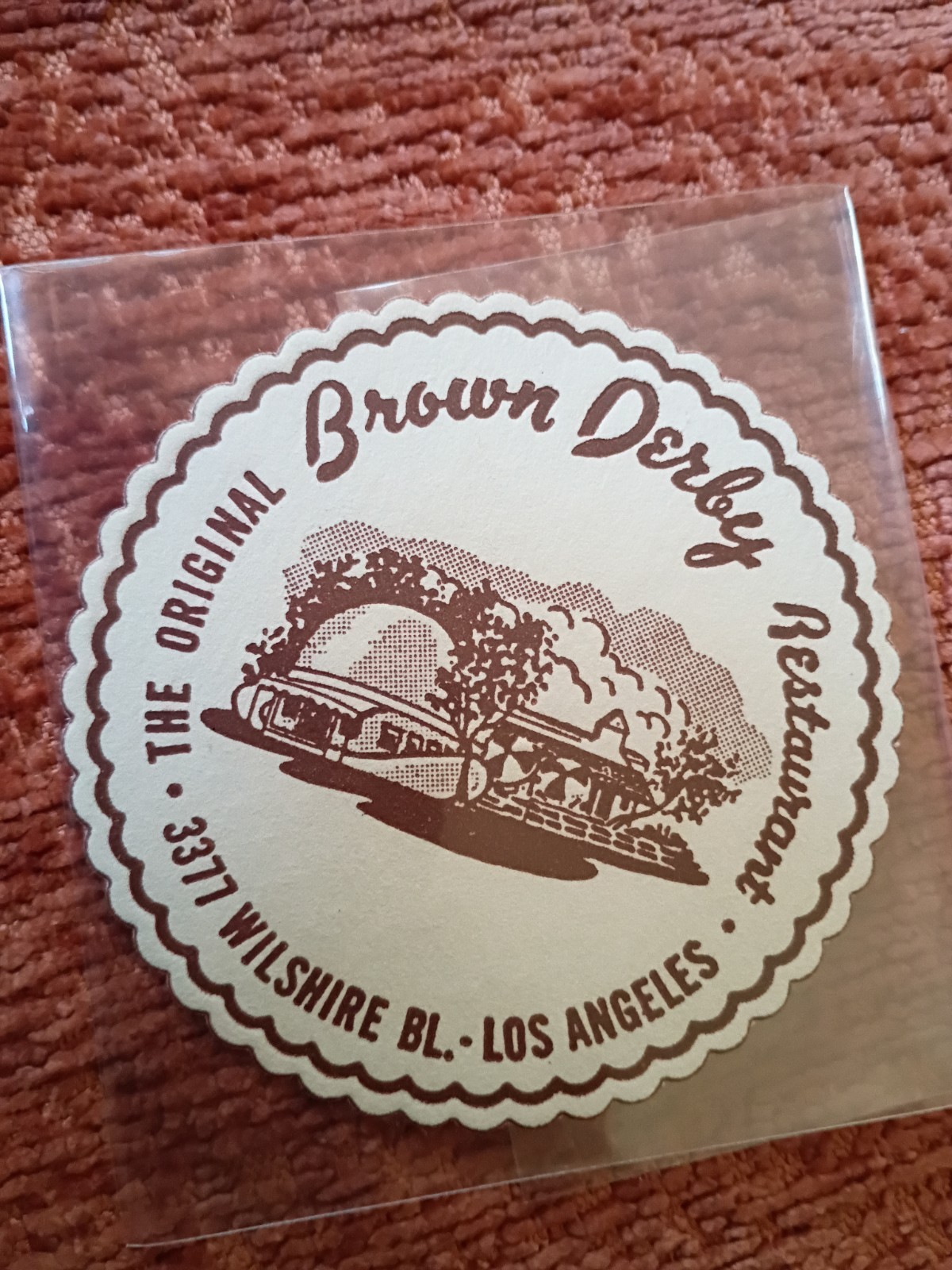 Vintage Original Brown Derby Paper Coaster Excellent Condition