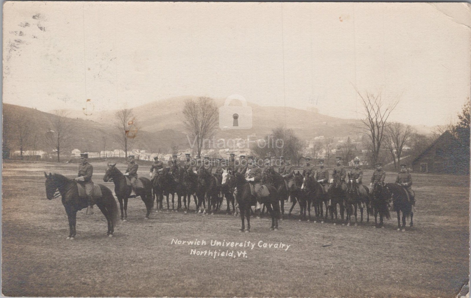 Norwich University Cavalry Northfield Vermont VT Military RPPC 1910s Postcard