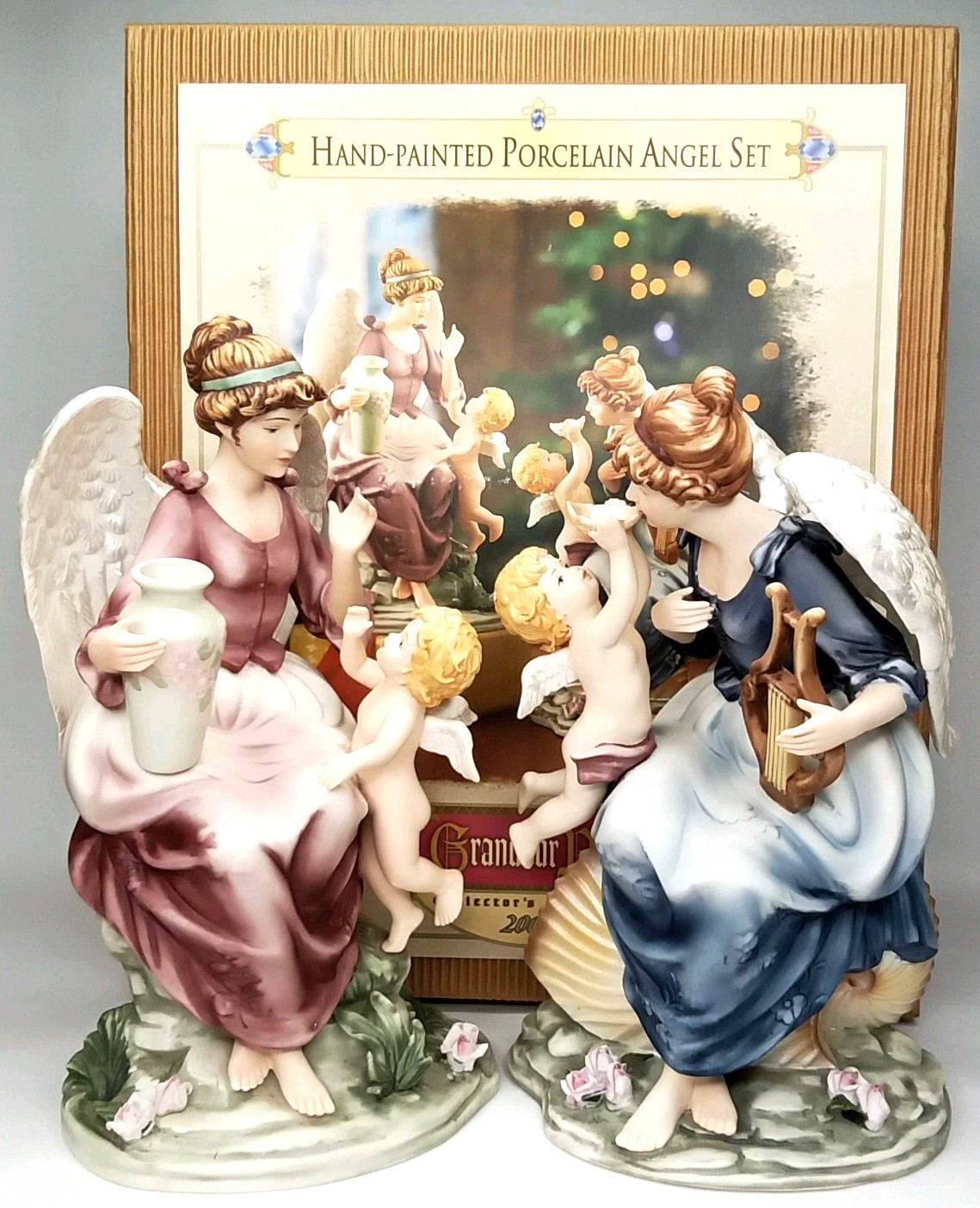 VTG Christmas O'Well Novelty Grandeur Noel Porcelain Angel Set With Original Box