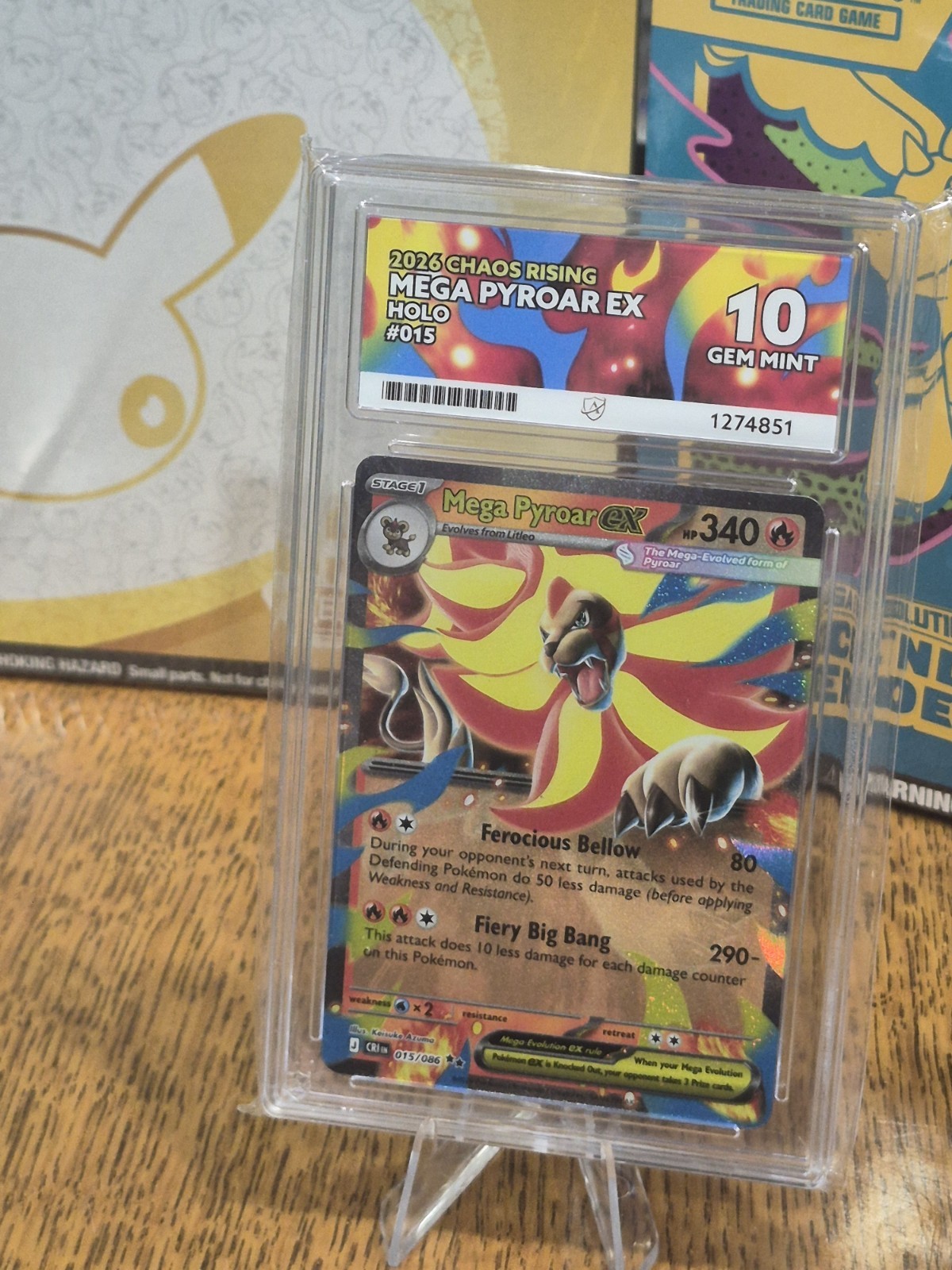 2026 Pokémon Chaos Rising Holo Mega Pyroar EX #015 Perfect Sub Grades ACE 10 2026 Pokémon Chaos Rising Holo Mega Pyroar EX #015 Perfect Sub Grades ACE 10