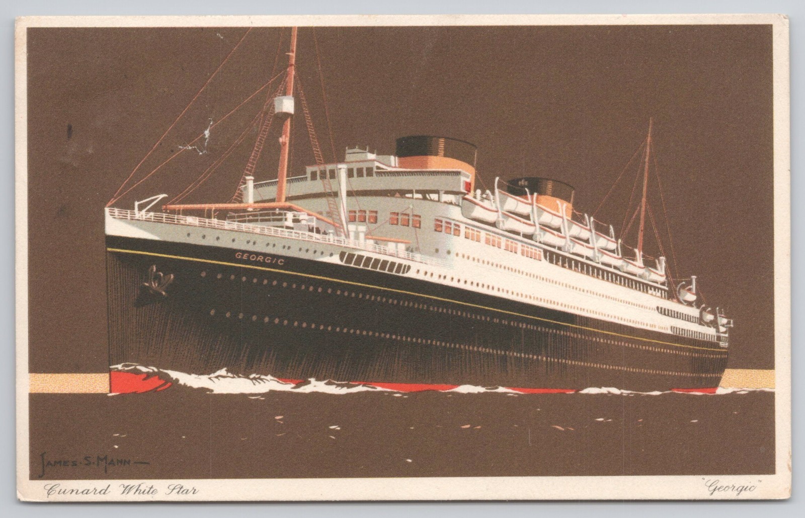Vintage Postcard Cunard White Star RMS Georgic Ocean Liner James S Mann