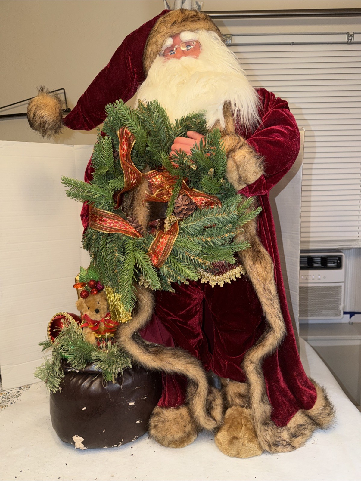 Costco Pere Noel Santa Light Up Big Figure  Plush Bear 36\