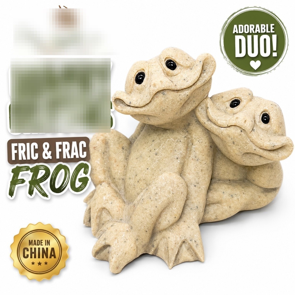 Quarry Critters Fric & Frac Smiling Frogs Figurine Second Nature Design 2000