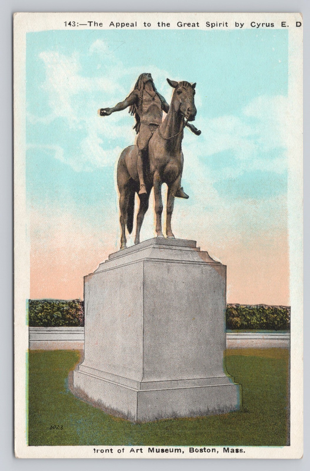 Post Card The Appeal to the Great Spirit Statue Museum of Art Boston Mass N271