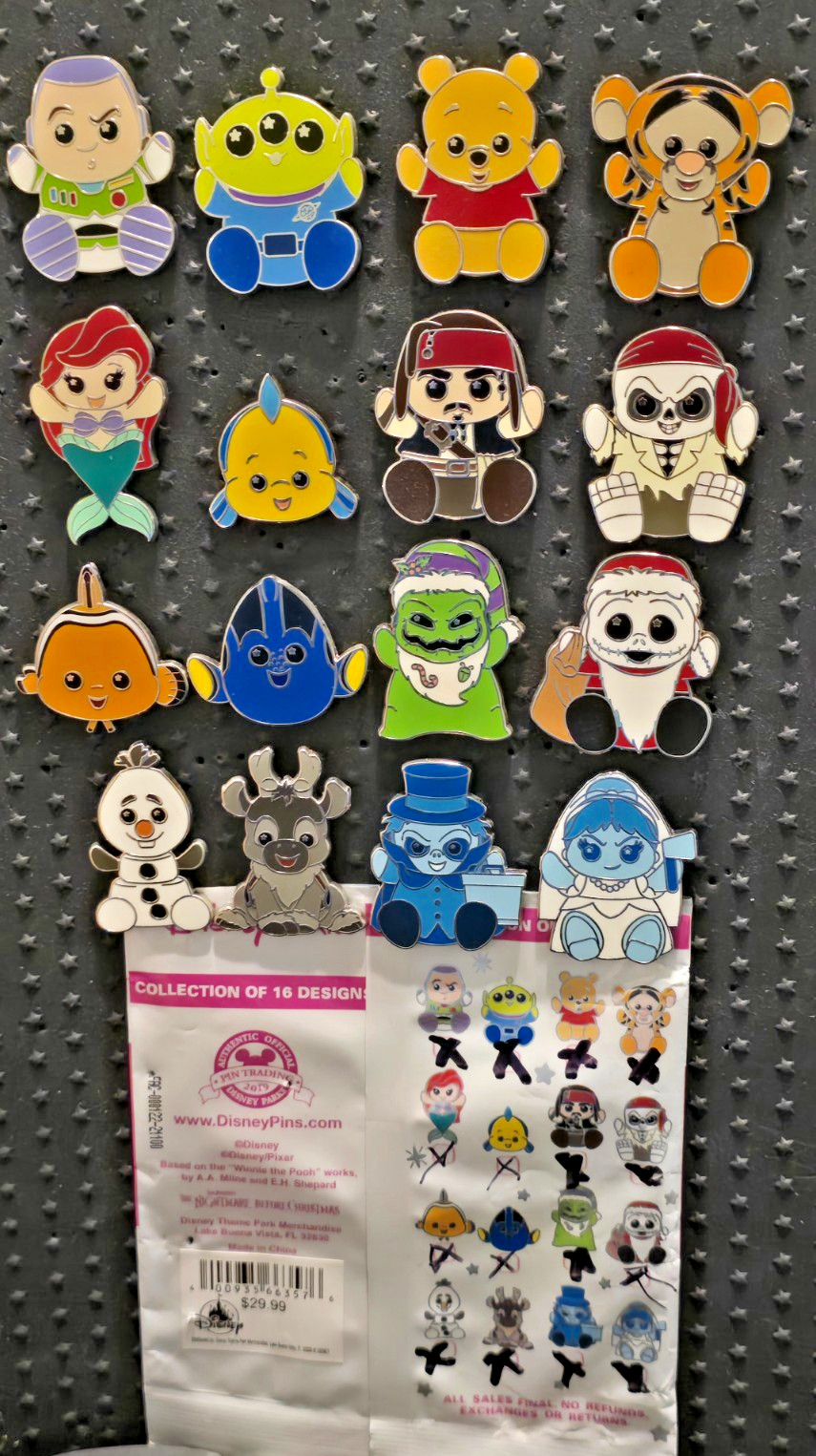 Disney Parks Wishables Series 1 Mystery Pin Pack COMPLETE SET – All 16 Pins