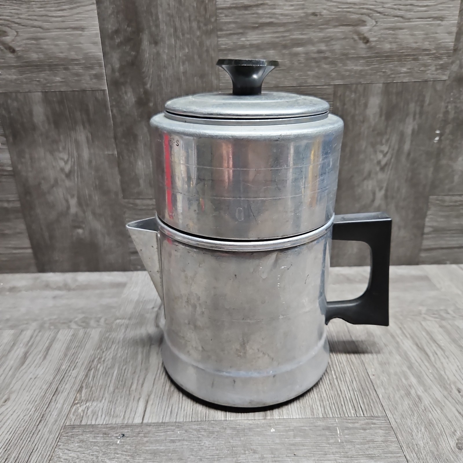 Vintage Comet Aluminum 4 Cup Stove Top Coffee Pot Percolator  Retro Camping