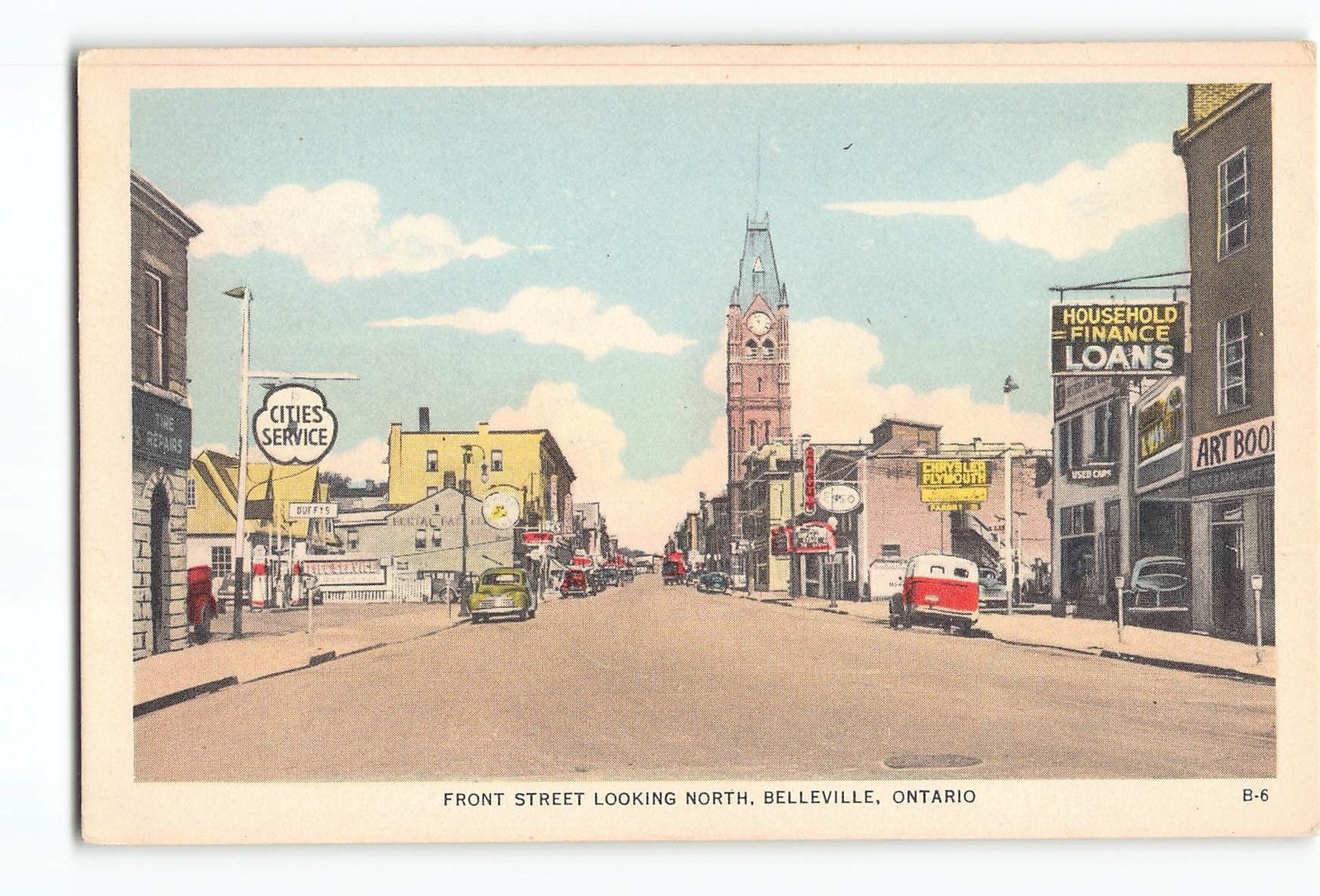 Belleville Ontario Canada Postcard 1930-1945 Front Street Looking North