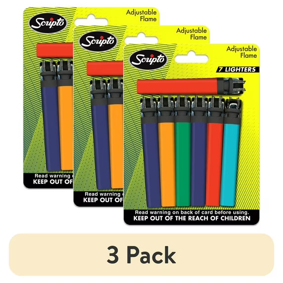 3-pack Scripto Lighter Views Lighters View Spark Adjustable Flame 7 Pack 3-pack Scripto Lighter Views Lighters View Spark Adjustable Flame 7 Pack