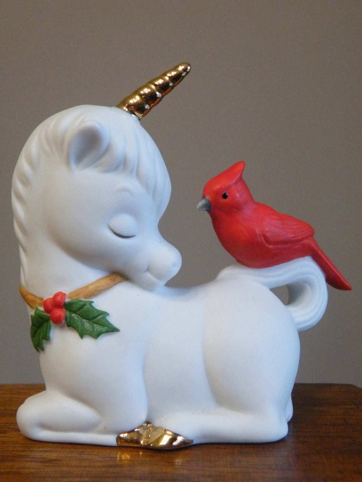 RARE Enesco UNICORN Red CARDINAL Bird CHRISTMAS 3-1/4