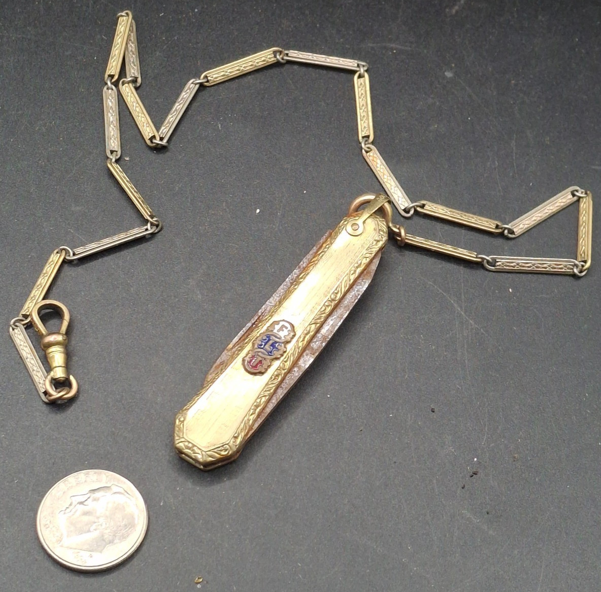 Vintage IOOF FLT Odd Fellows Gold Filled or Plated Pocket Knife on Chain Fob