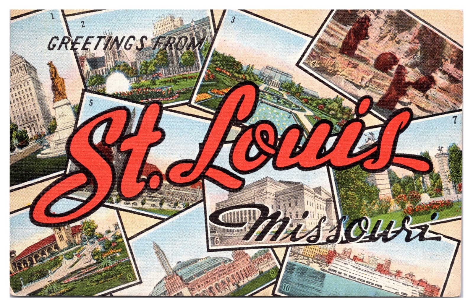 VTG Greetings from St. Louis, Multi-Scene, Landmarks, St. Louis, MO Postcard VTG Greetings from St. Louis, Multi-Scene, Landmarks, St. Louis, MO Postcard