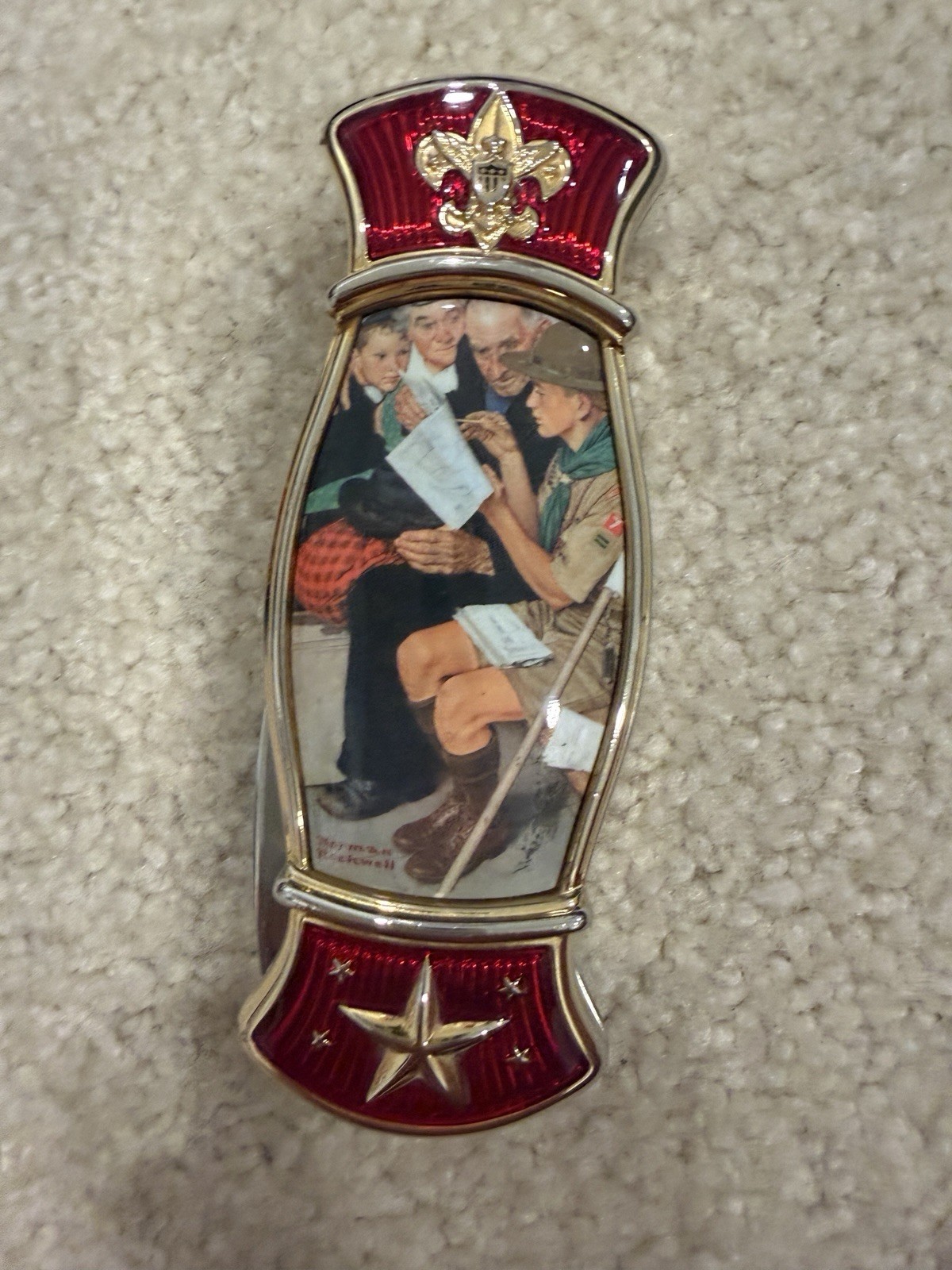 Franklin Mint Norman Rockwell BSA A Scout Is Friendly Collector Knife w/ Case