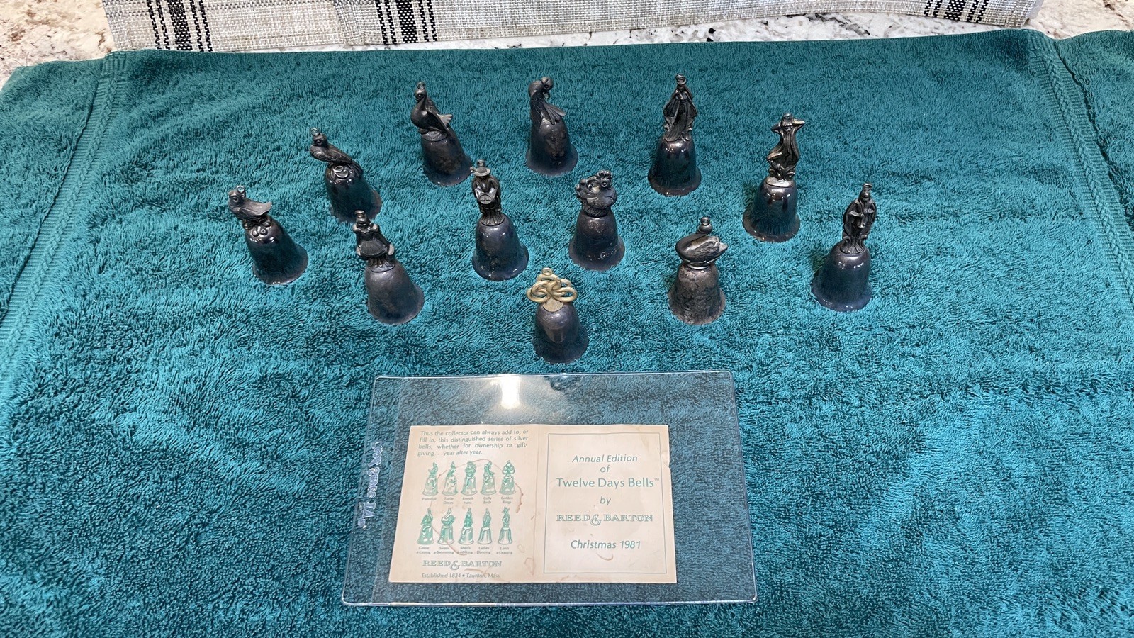 Complete set of Reed & Barton Twelve Days Bells Silverplate Christmas 1981
