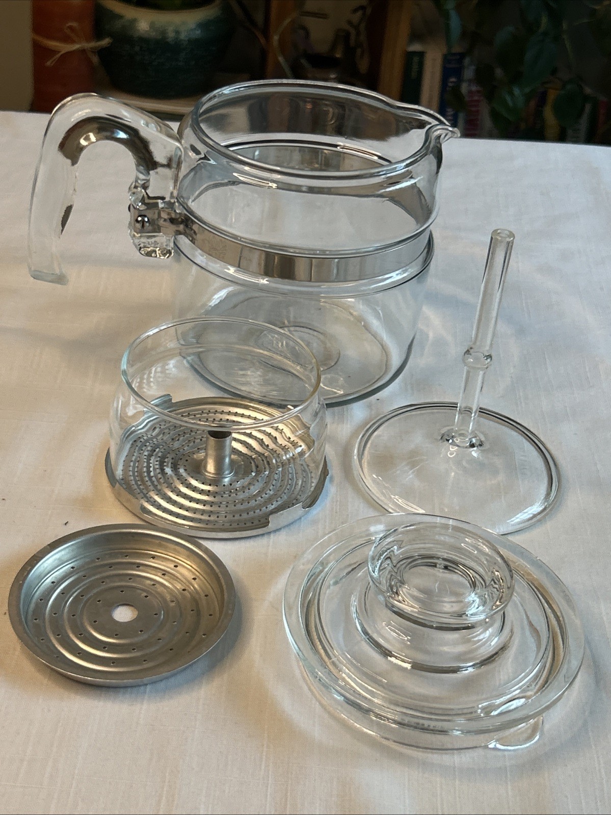 Vintage PYREX Flameware 4 Cup Glass Coffee Pot Percolator 7754 B VG Complete. 