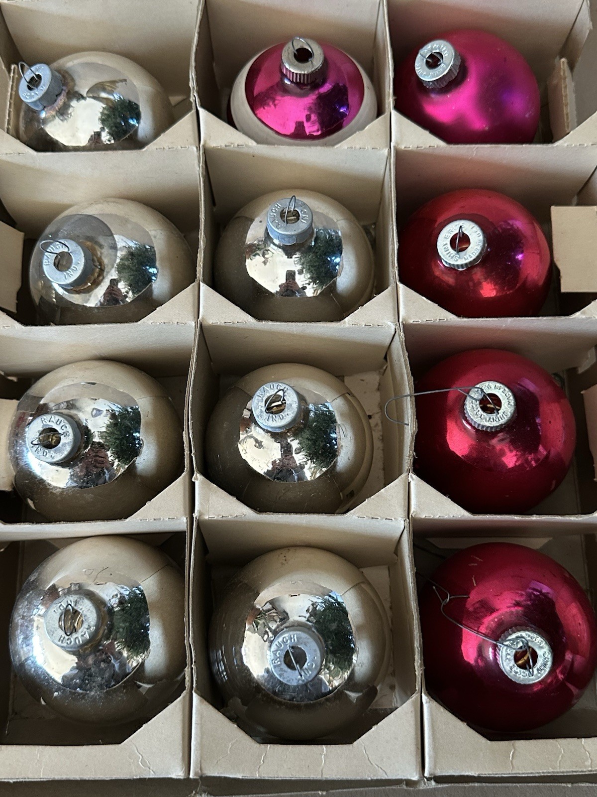 Vintage Shiny Brite Rauch Glass Christmas Ornaments Mixed Lot Original Box USA