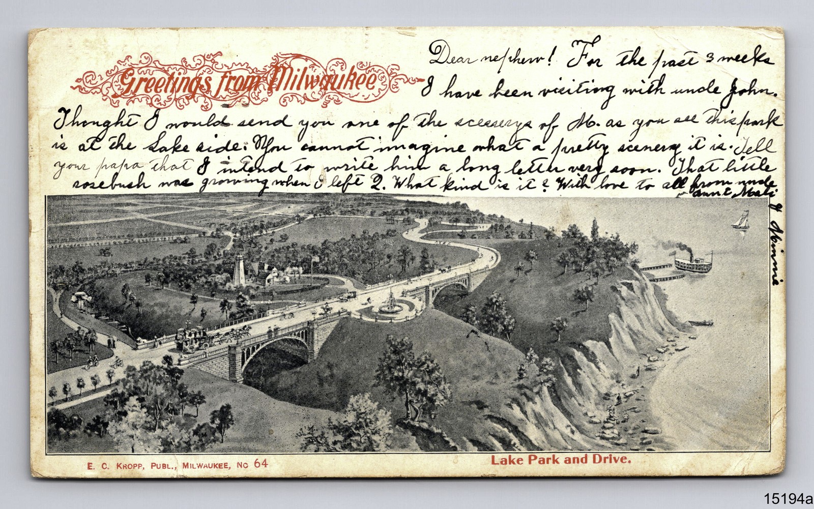 1900 Lake Park Drive Greetings from Milwaukee WI Lighthouse Private Mailing Card 1900 Lake Park Drive Greetings from Milwaukee WI Lighthouse Private Mailing Card