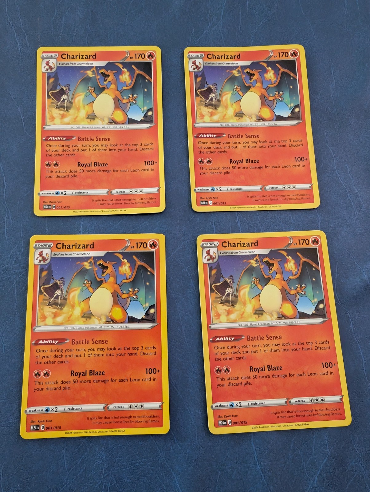 Charizard Pokémon Cards Number 001/015 McDonald\'s 2024 Cards X4