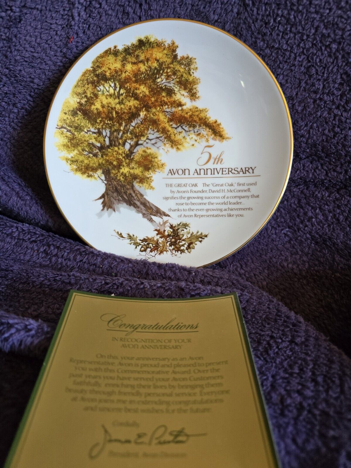 Avon 5th Anniversary Plate The Great Oak