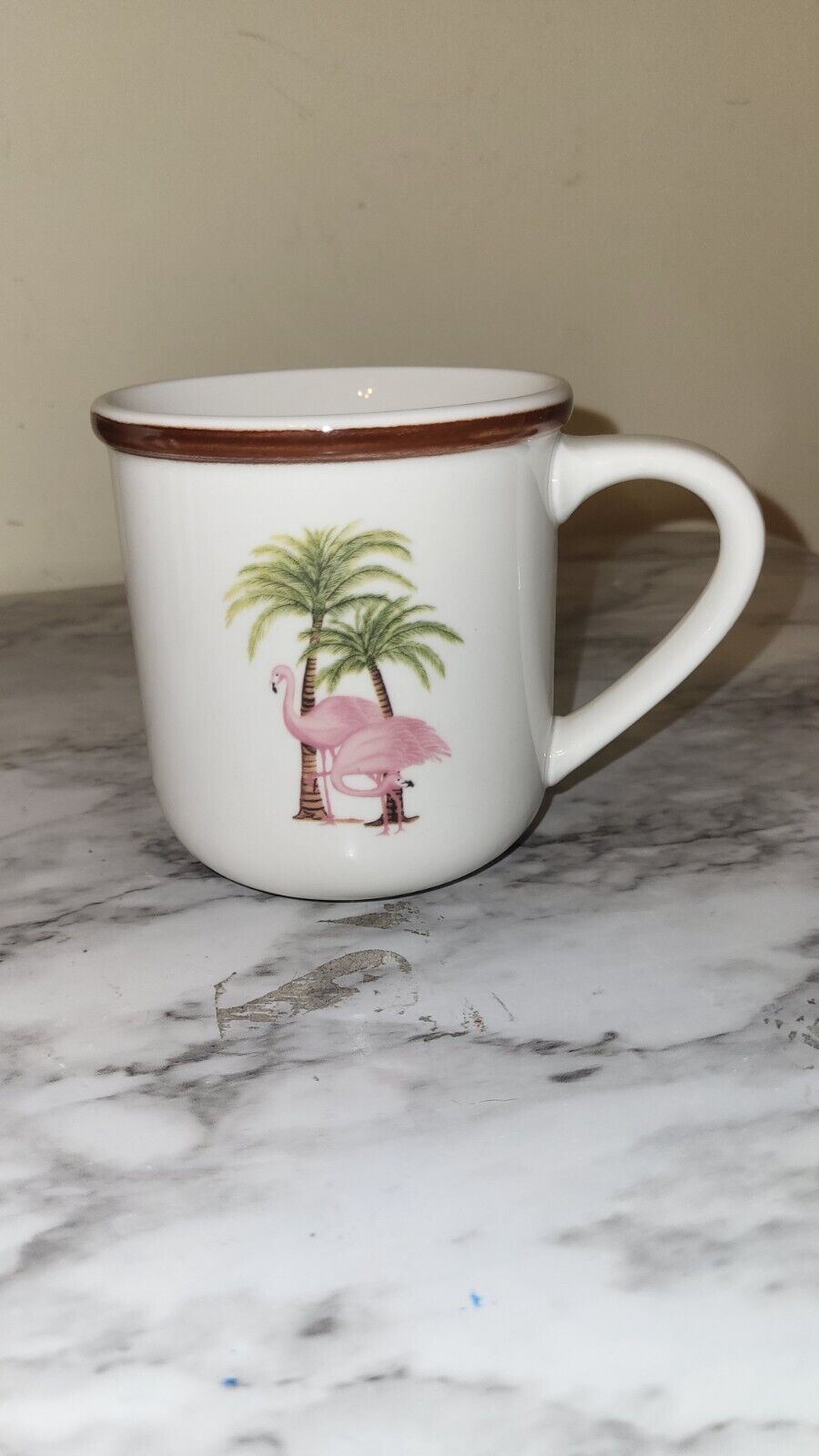 Totally Today Flamingos Palm Trees Coffee Mug Tea Cup Ceramic 14oz. Flamingo