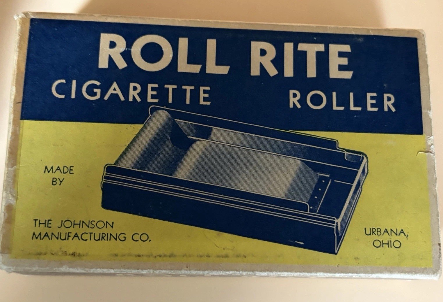 Vintage Roll Rite Cigarette Rolling Machine Johnson Mfg Co. Urbana Ohio Orig Box