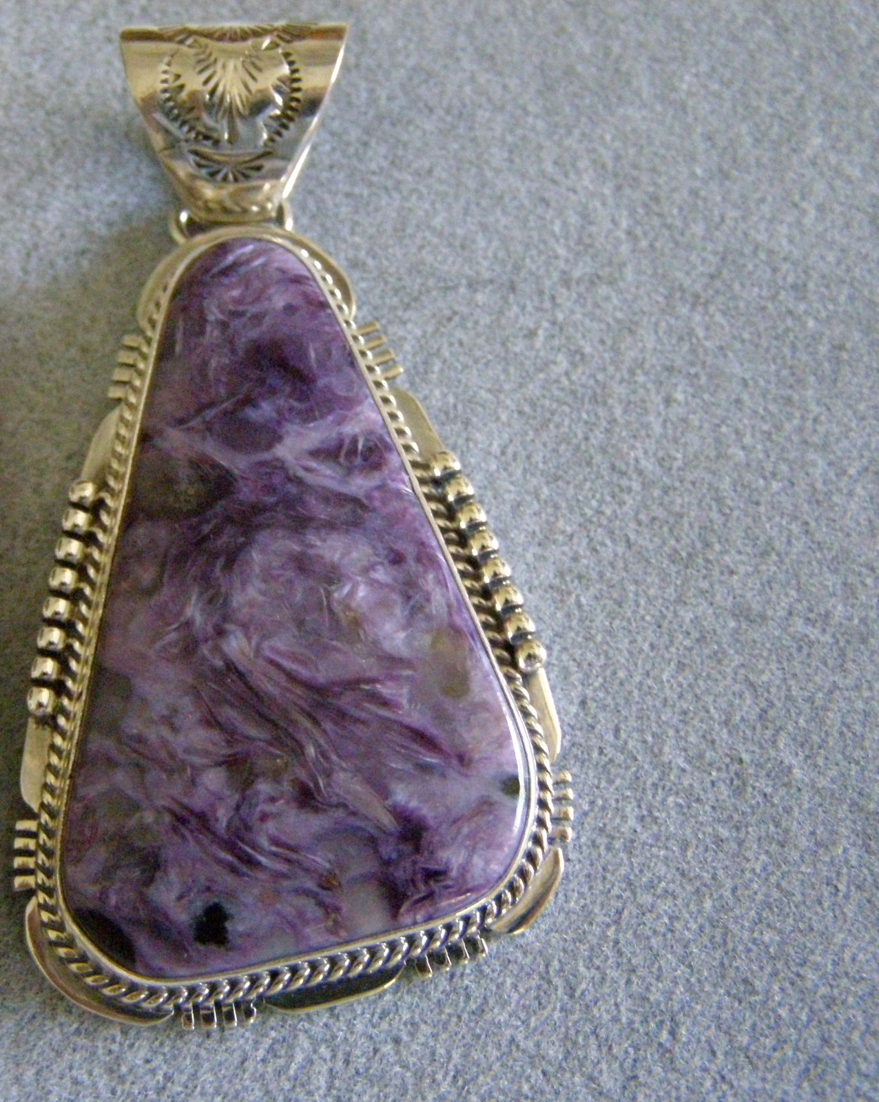 Wigwam Traders Charoite Pendant set in Sterling Silver by J. Nelson: #K2223