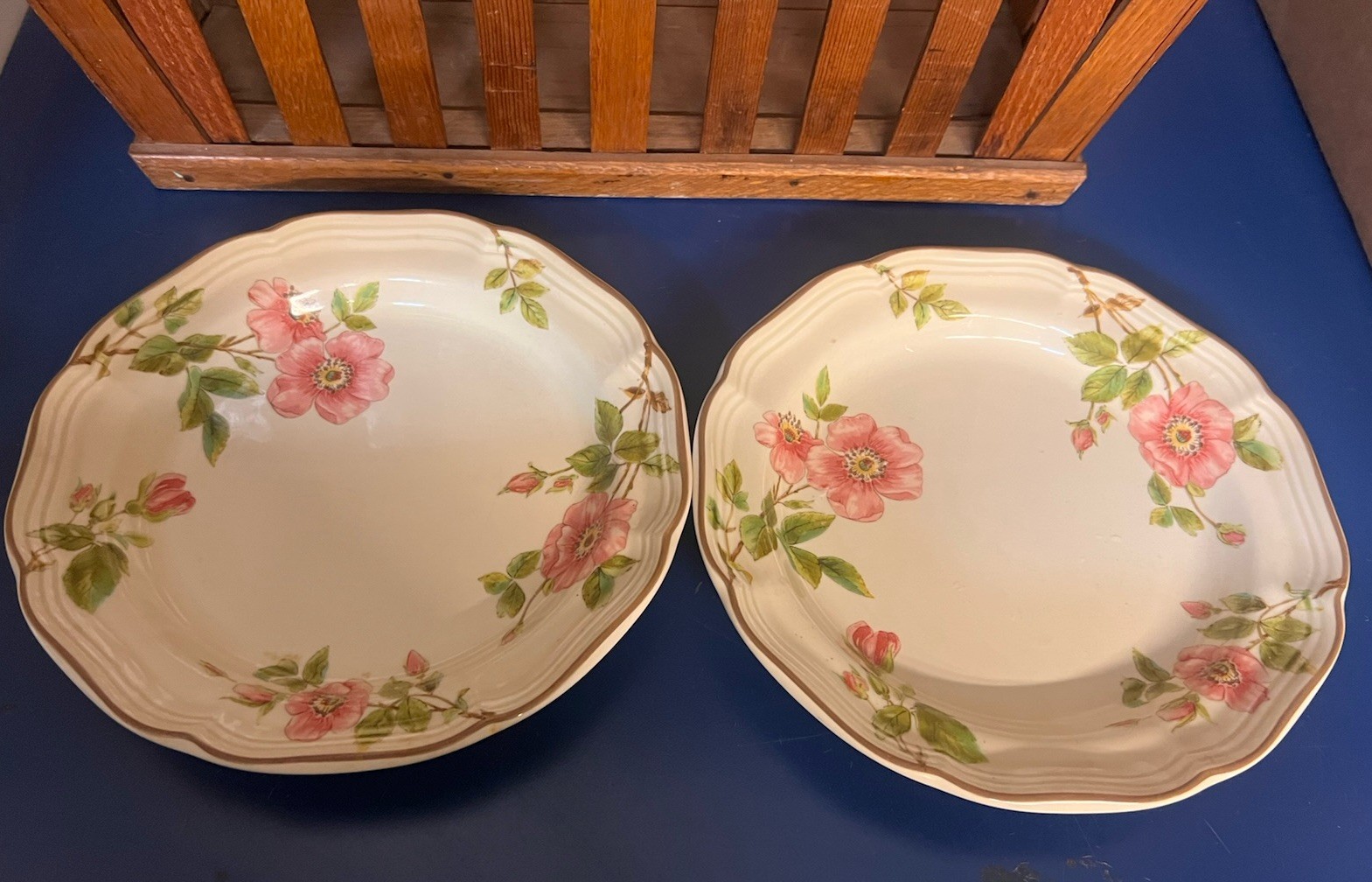 Two Mikasa Heritage Salad Plates in rose pedal pattern