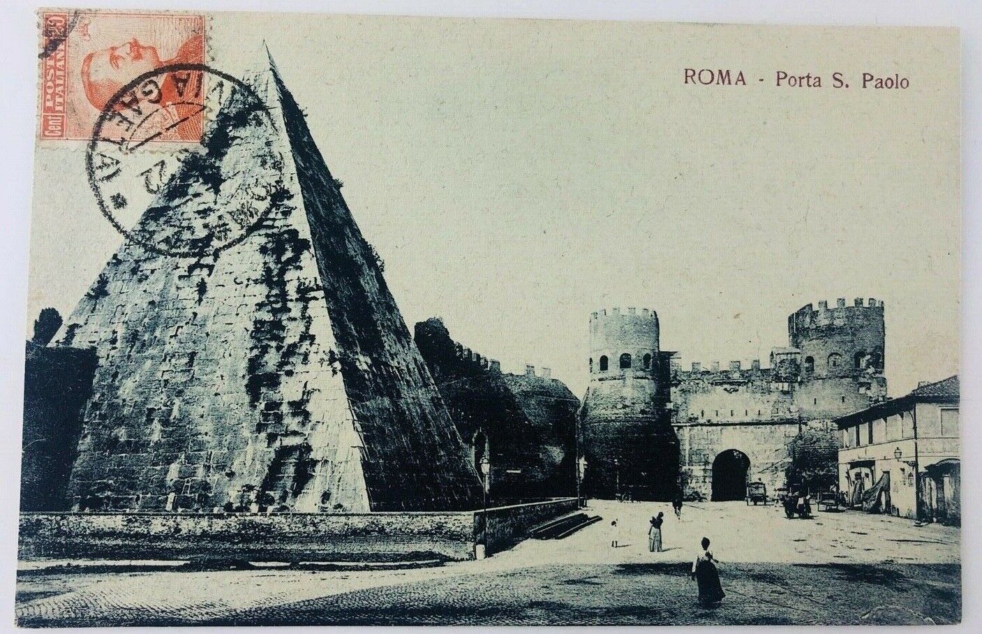 Vintage Rome Italy Porta San Paolo RPPC Southern Gates Postcard