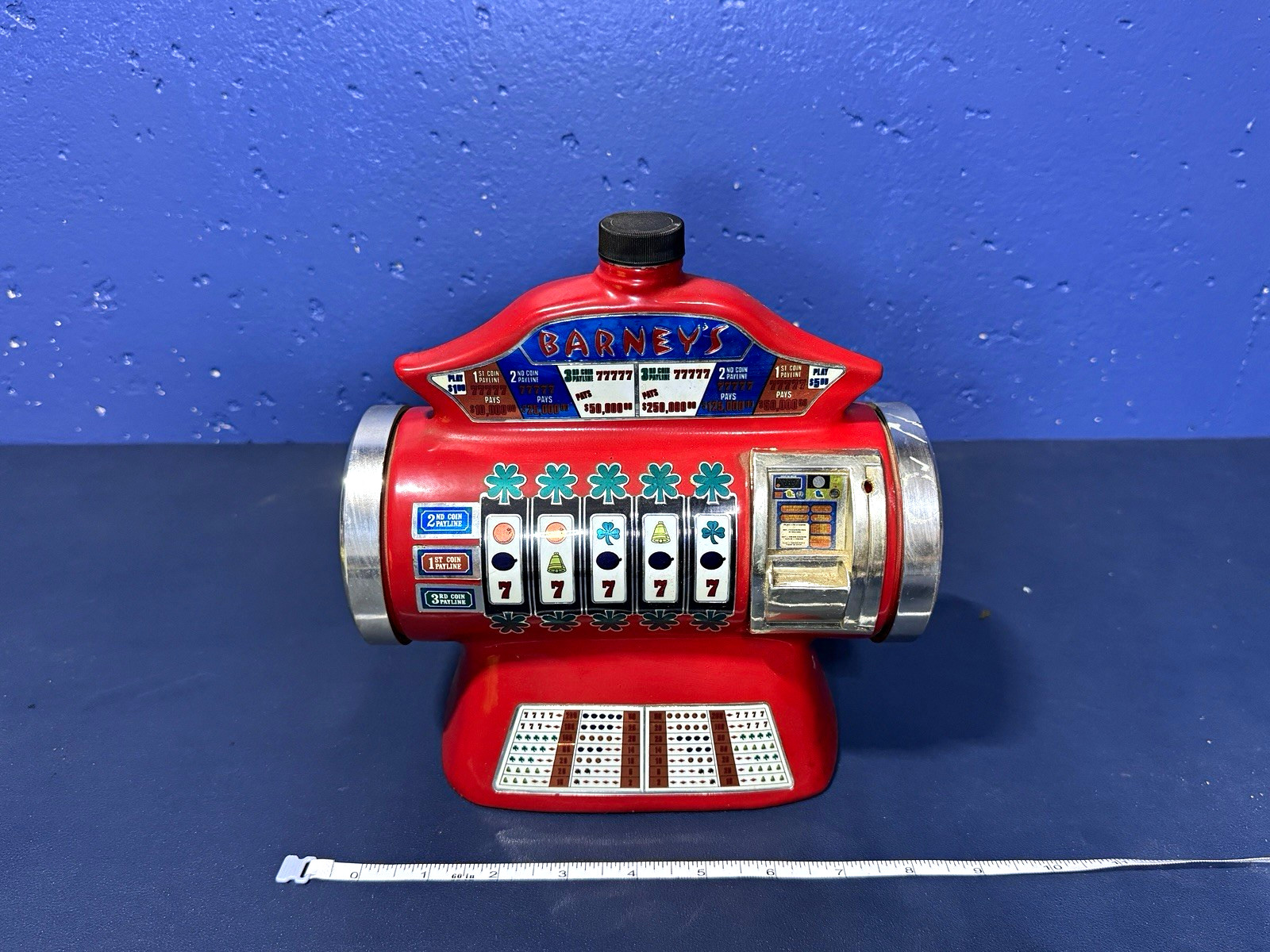 Jim Beam Beam 100 Barney’s Casino Slot Machine Decanter Bottle 1978