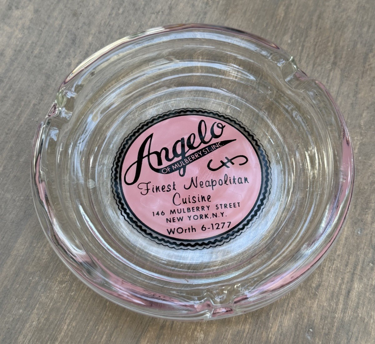 Vintage Angelo of Mulberry Street NYC Advertising Glass Ashtray – Little Italy 